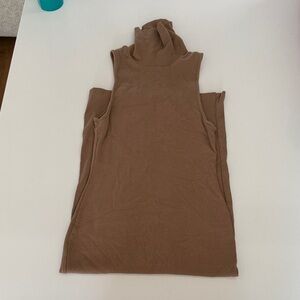 Zara Brown Sleeveless Turtleneck Knee Length Dress